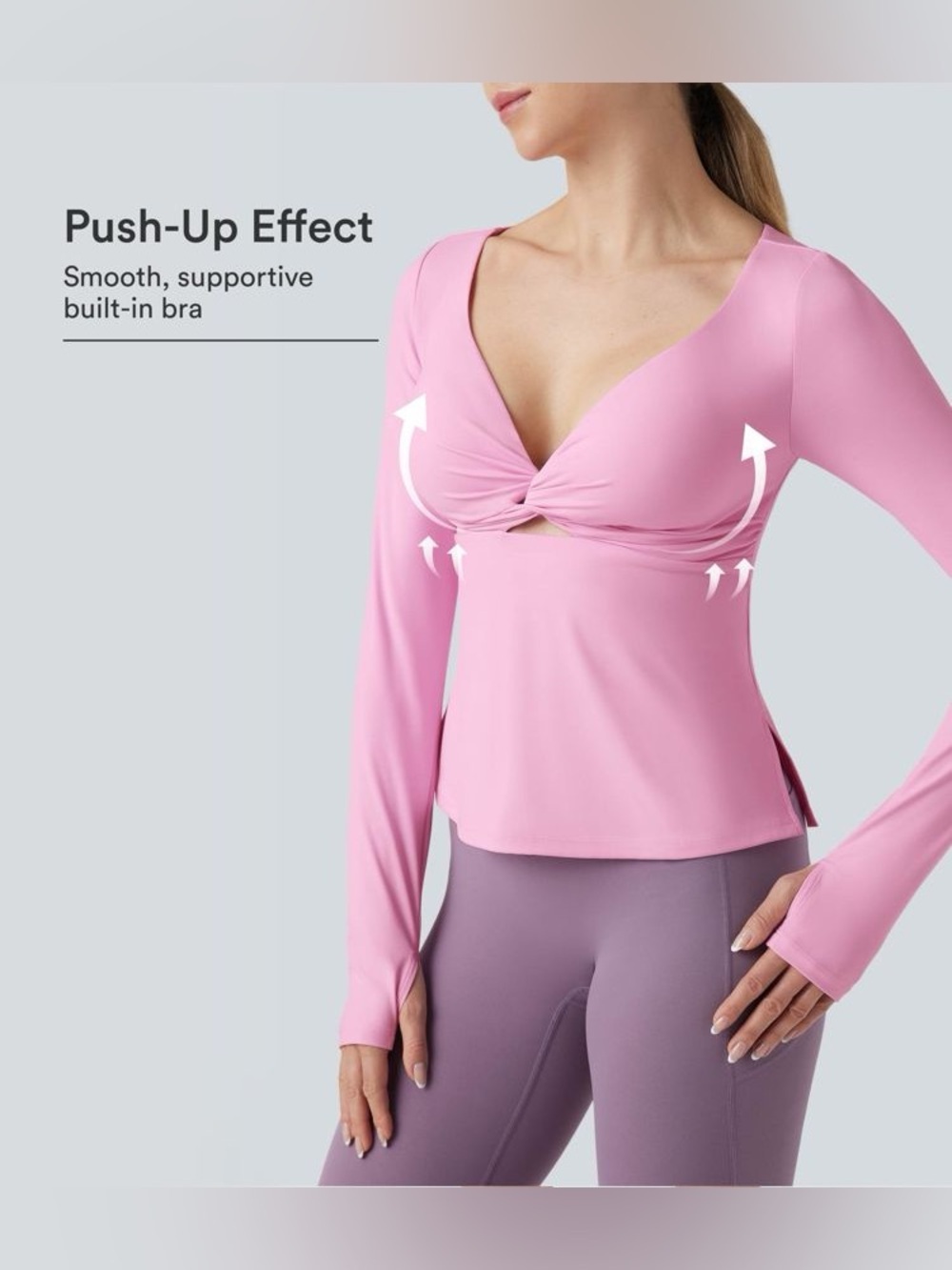 Halara SoftlyZero™ Airy Push-Up Twisted Long Sleeve Yoga Sports Top medium